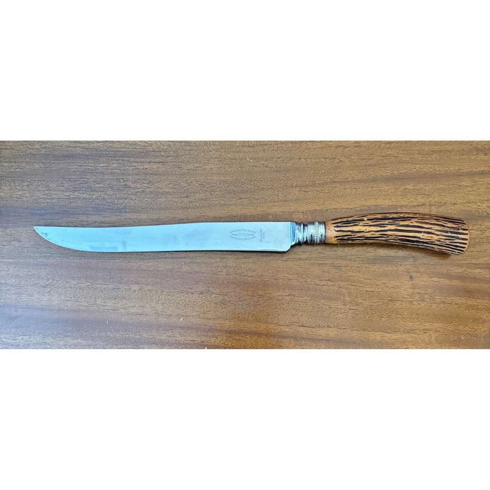 Vintage E.‎ Parker & Sons Sheffield England Carving Knife – Faux Stag Handle